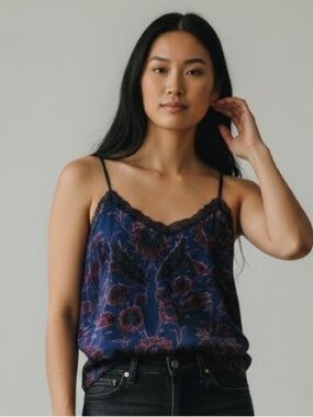 Black and Red burnout floral and lace Camisole in size m